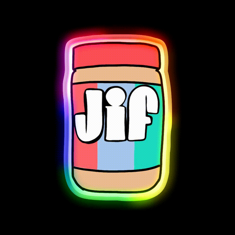 Jif Peanut Butter Snack Food Led Neon Sign Rgb Color - LED neon sign close-up detail