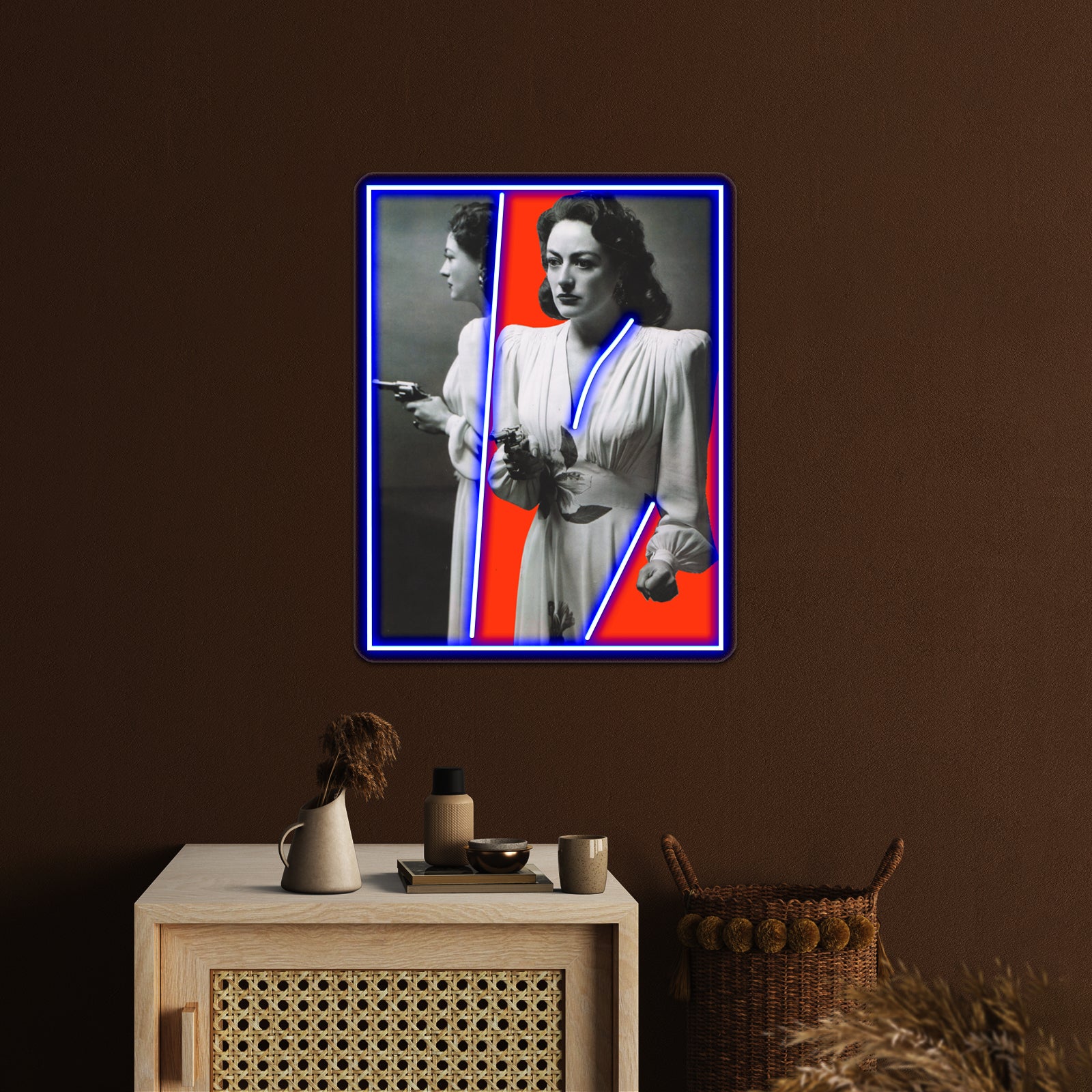 Joan Crawford Mildred Pierce Red Collage Art Wall Artwork Neon Signs | Shineneon