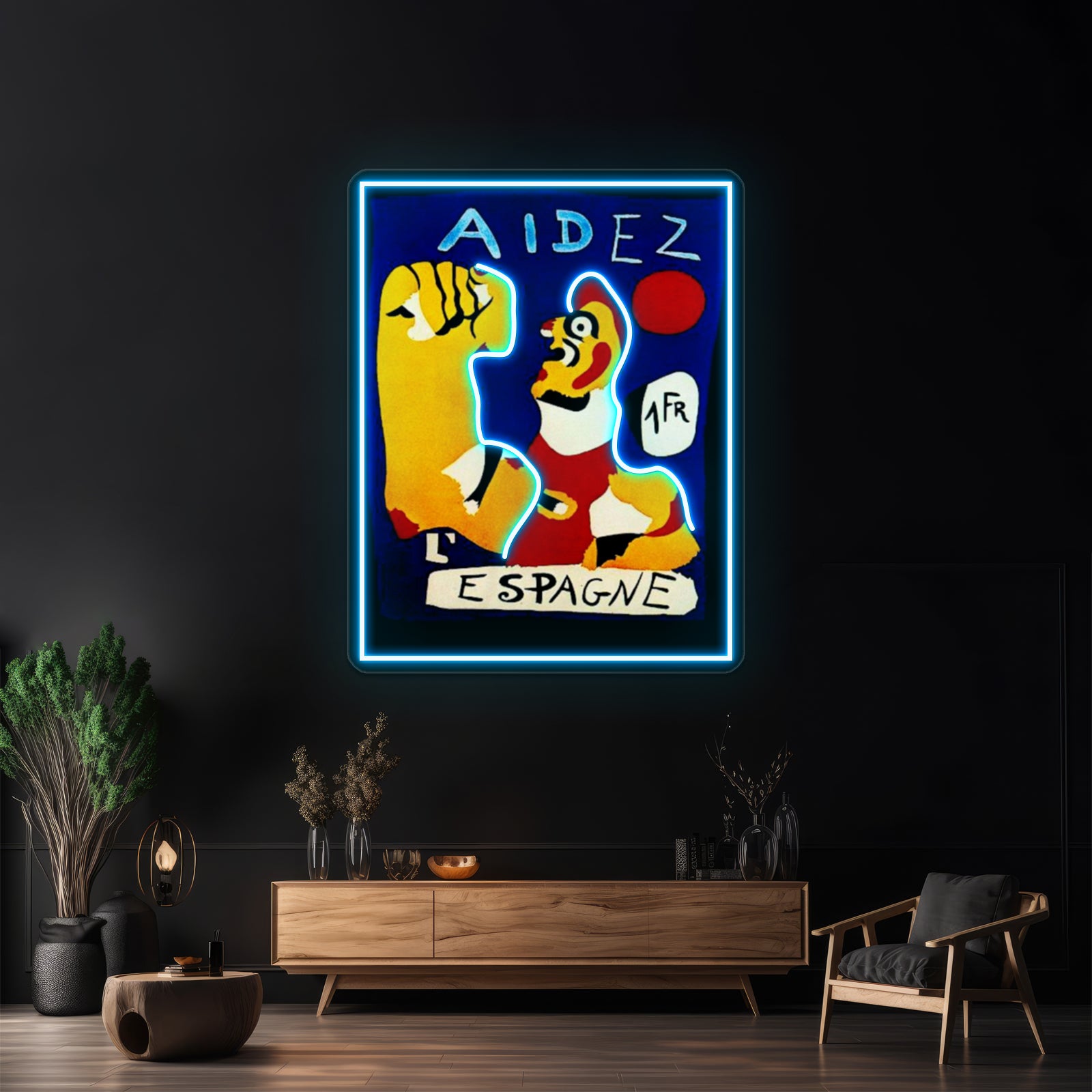 Joan Mir Aidez Espagne Ayuda A Espaa Poster Wall Artwork Neon Signs | Shineneon