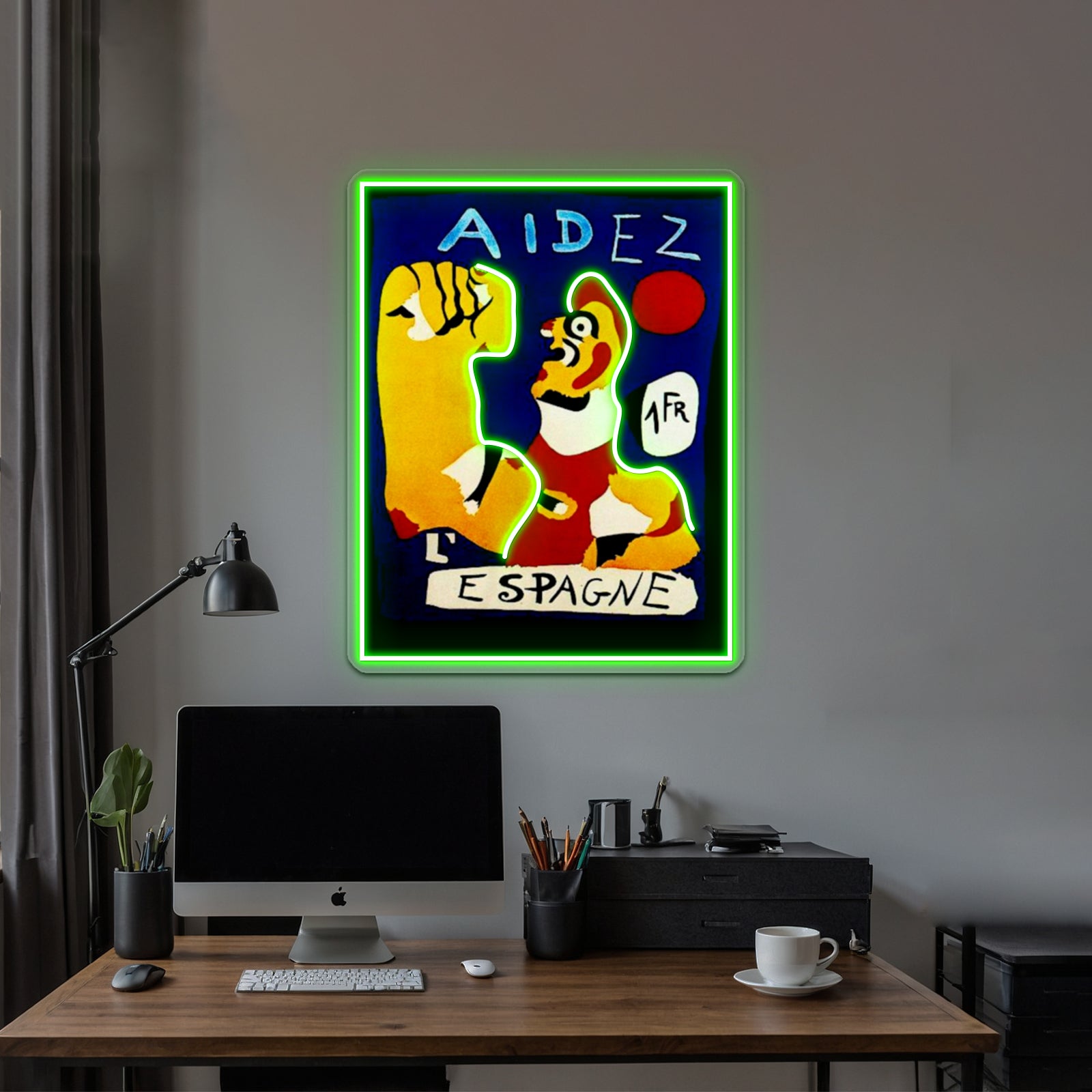 Joan Mir Aidez Espagne Ayuda A Espaa Poster Wall Artwork Neon Signs | Shineneon