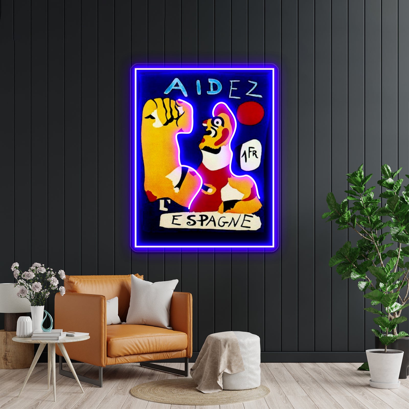Joan Mir Aidez Espagne Ayuda A Espaa Poster Wall Artwork Neon Signs | Shineneon