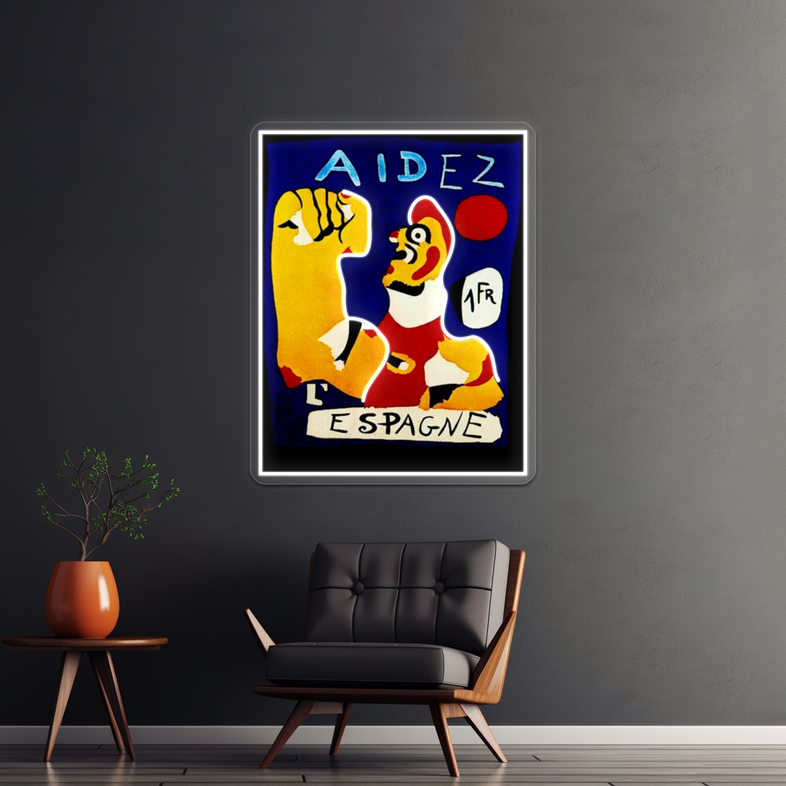 Joan Mir Aidez Espagne Ayuda A Espaa Poster Wall Artwork Neon Signs | Shineneon