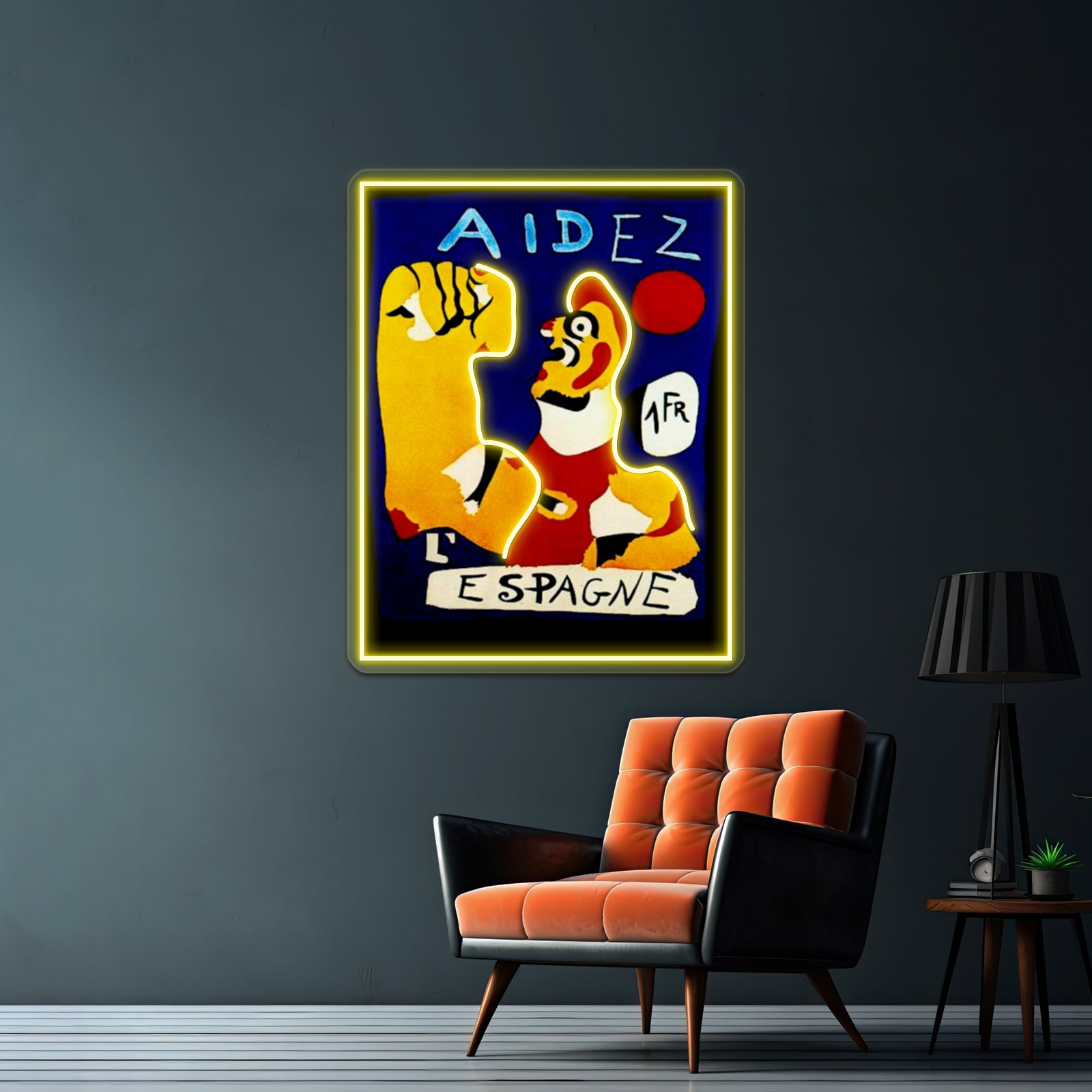 Joan Mir Aidez Espagne Ayuda A Espaa Poster Wall Artwork Neon Signs | Shineneon