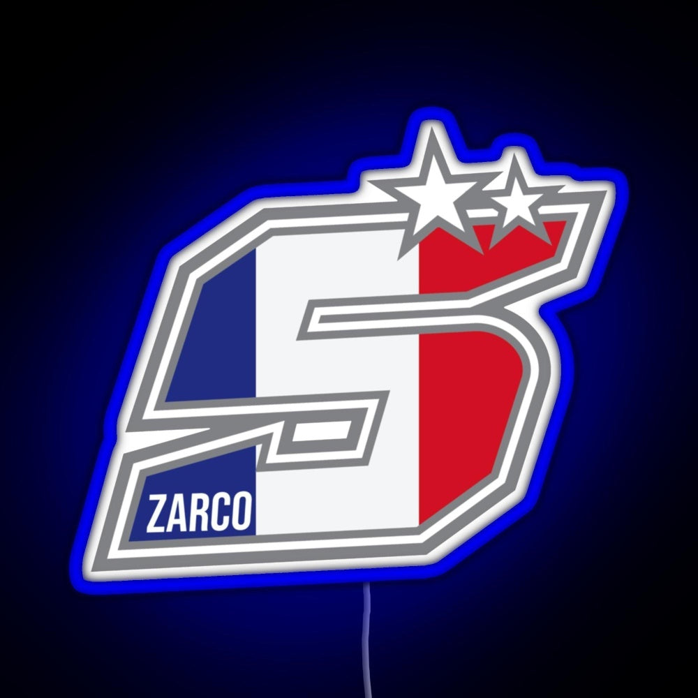 Johann Zarco Number 5 Rgb Neon Sign - Custom LED neon sign front view