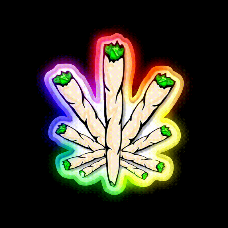 Joint Weed Leaf Hemp Inspired Green Leaf Led Neon Sign Rgb Color - LED neon sign close-up detail