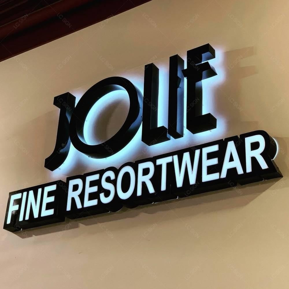 Jolif Fine Resortwear 3D Front And Back Lit Letters Metal Led Sign