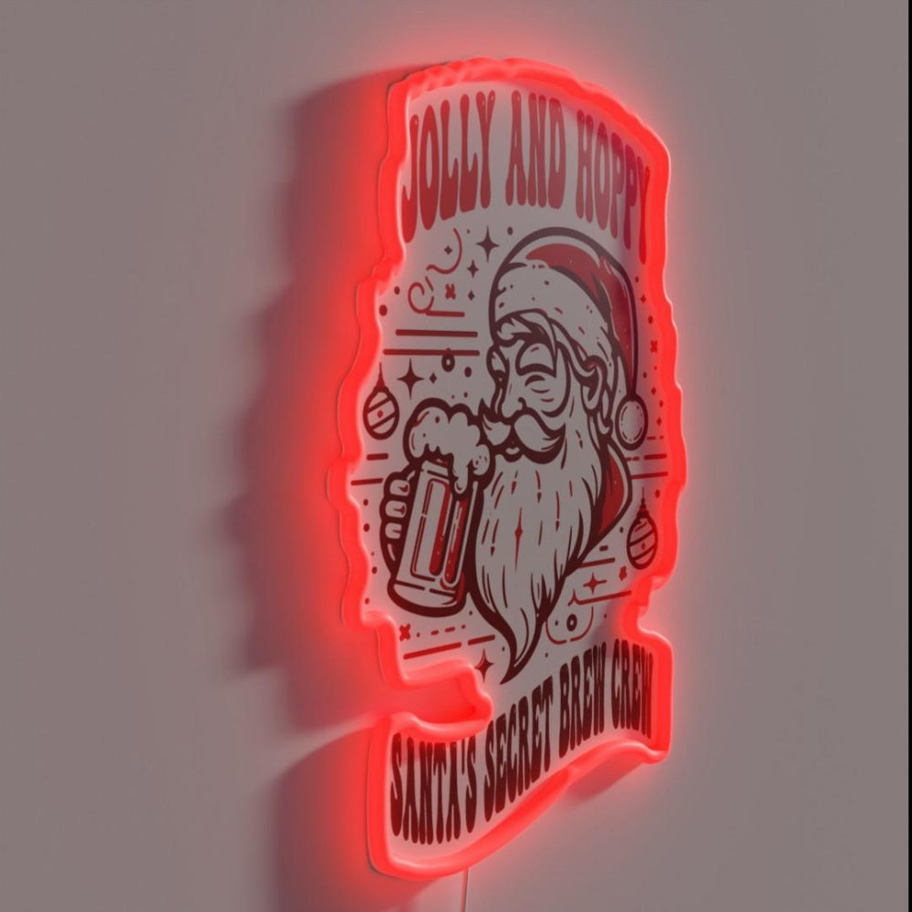 Jolly And Hoppy Santassecret Brew Crew Rgb Led Neon Sign - LED neon sign close-up detail