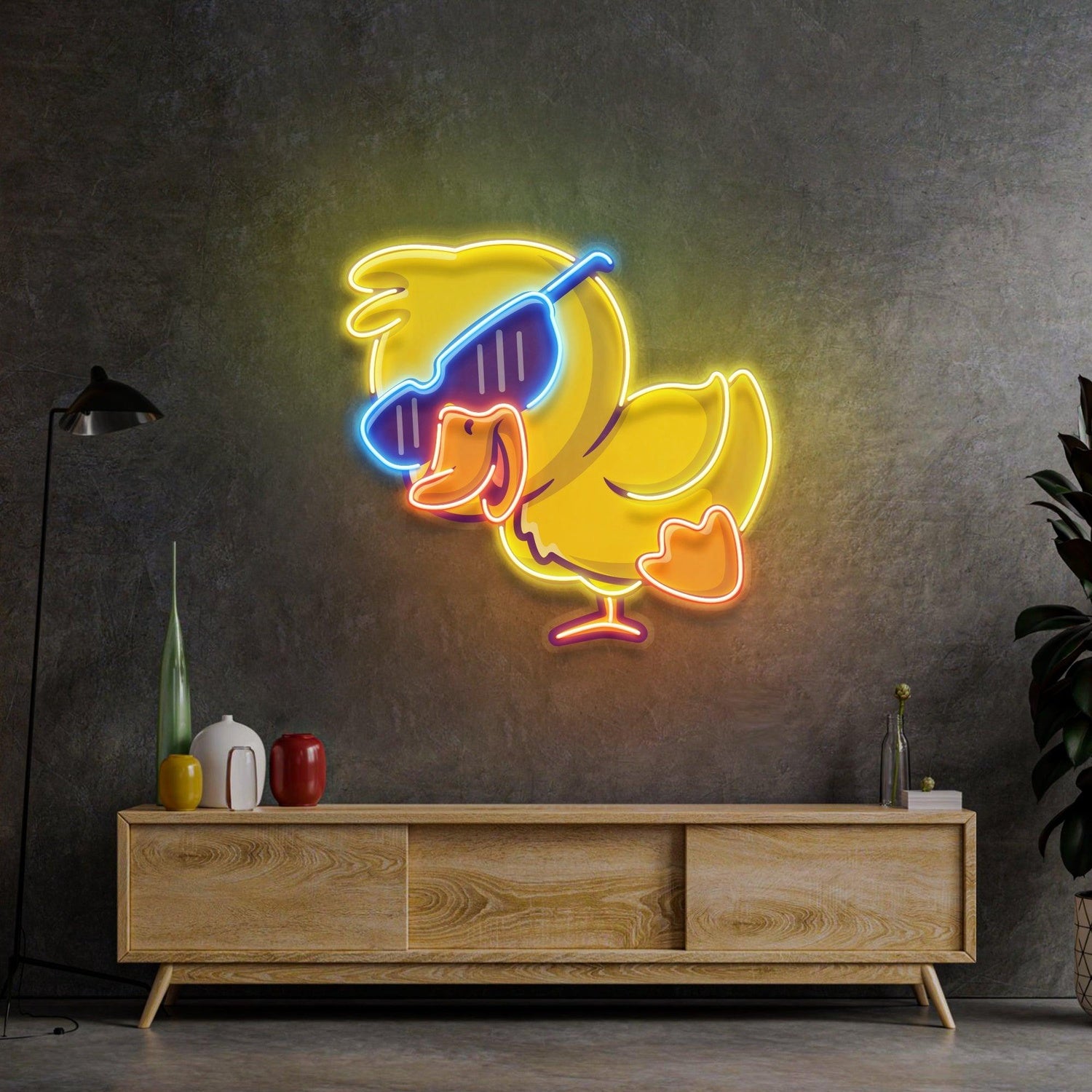 Jolly Duck Cartoon Uv Printed Led Neon Sign For Home Decor | Shineneon