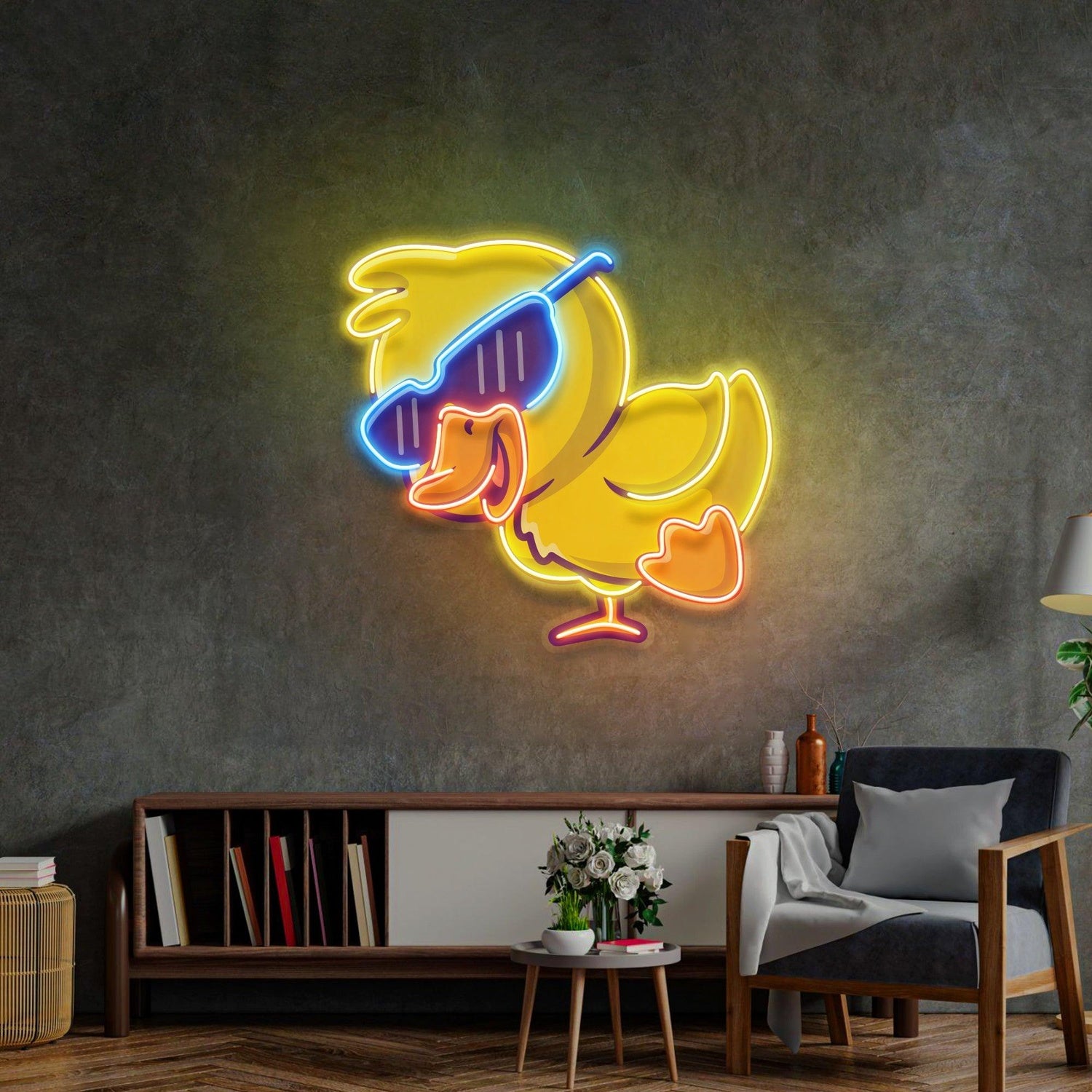 Jolly Duck Cartoon Uv Printed Led Neon Sign For Home Decor | Shineneon