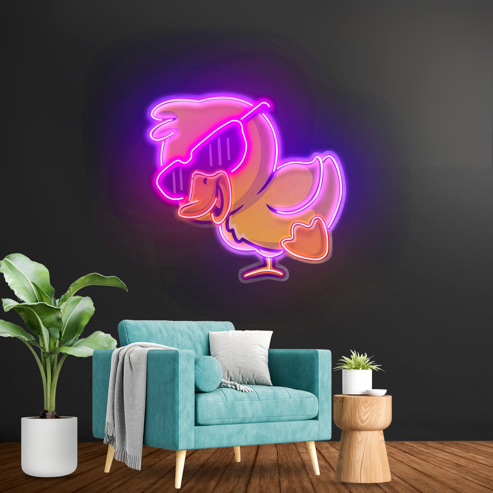 Jolly Duck Jumping Led Neon Sign Light Custom Led Signs - Neon sign mounted on wall in room