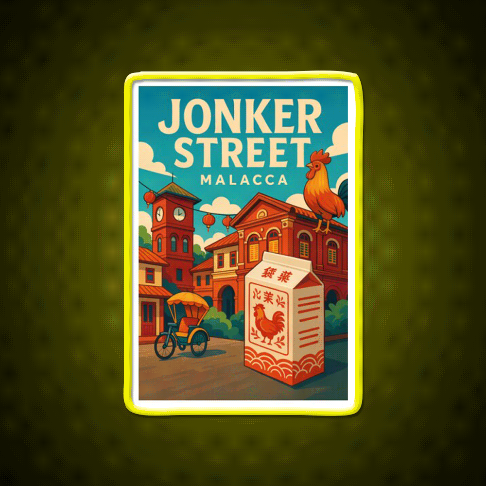 Jonker Street Clocktower And Rooster Box Asian Cultural Led Neon Sign Rgb Color - Custom LED neon sign front view