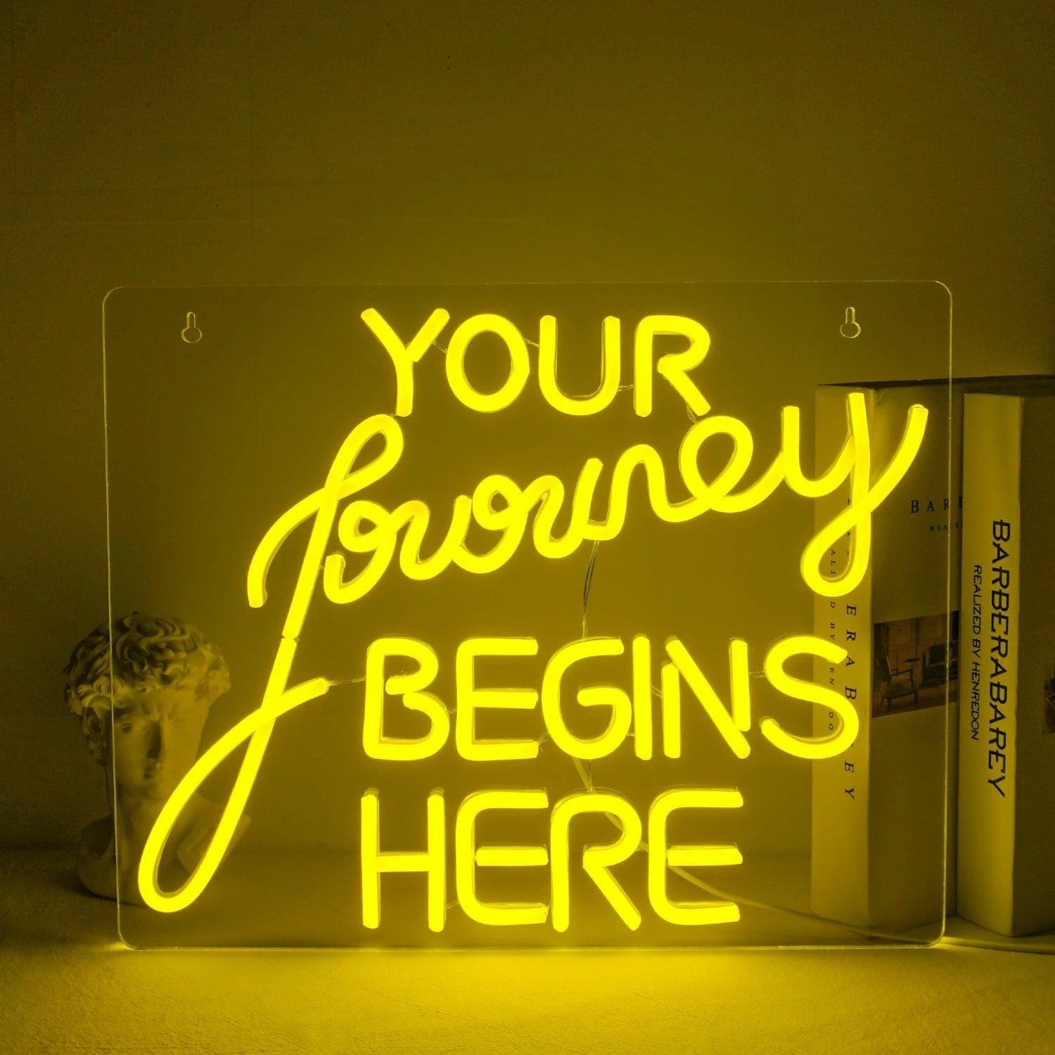 Journey Begins Yellow Led Neon Sign Study Room Inspiration - Shineneon