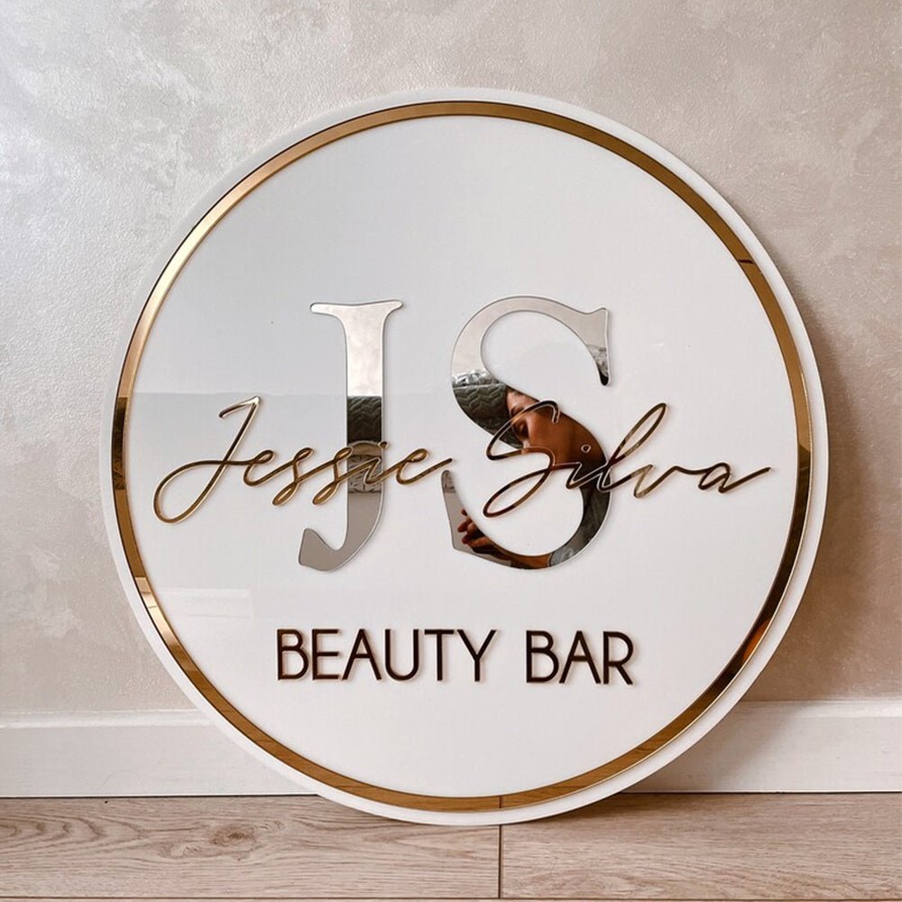 Js Beauty Bar Acrylic Business Logo Sign - Shineneon