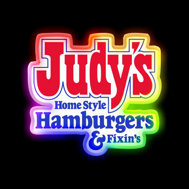 Judys Home Style Hamburgers Fast Food Led Neon Sign For Burger Place Rgb Color - LED neon sign close-up detail