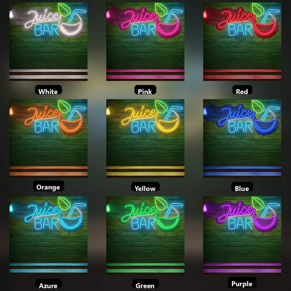 Juice Bar Business Wall Decor LED Neon Sign - 05 Color Grid