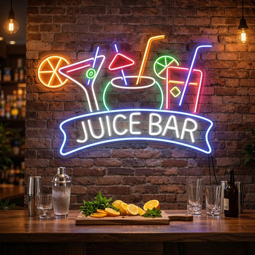 Juice Bar LED Neon Sign Home Wall Art - 03 Real Lifestyle Scene