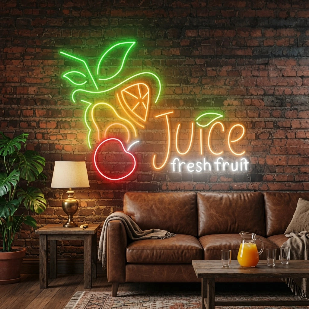 Juice Fresh Fruit Wall Decor LED Neon Sign - 03 Real Lifestyle Scene