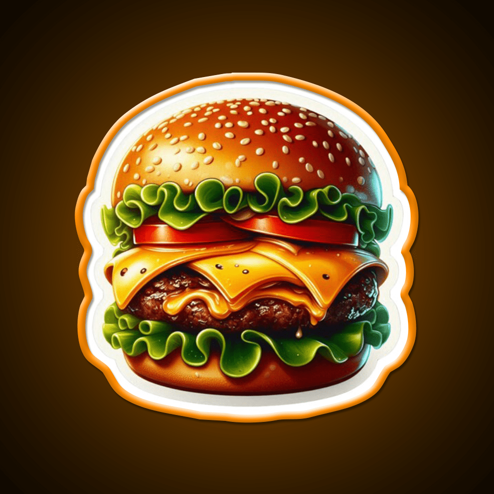 Juicy Double Cheeseburger Fast Food Led Neon Sign For Burger Place Rgb Color - Shineneon