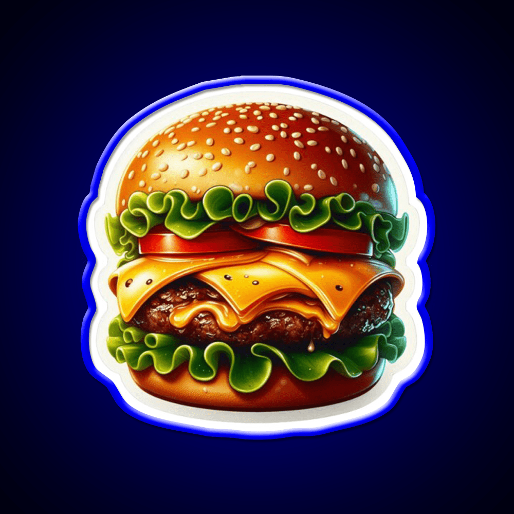 Juicy Double Cheeseburger Fast Food Led Neon Sign For Burger Place Rgb Color - Shineneon