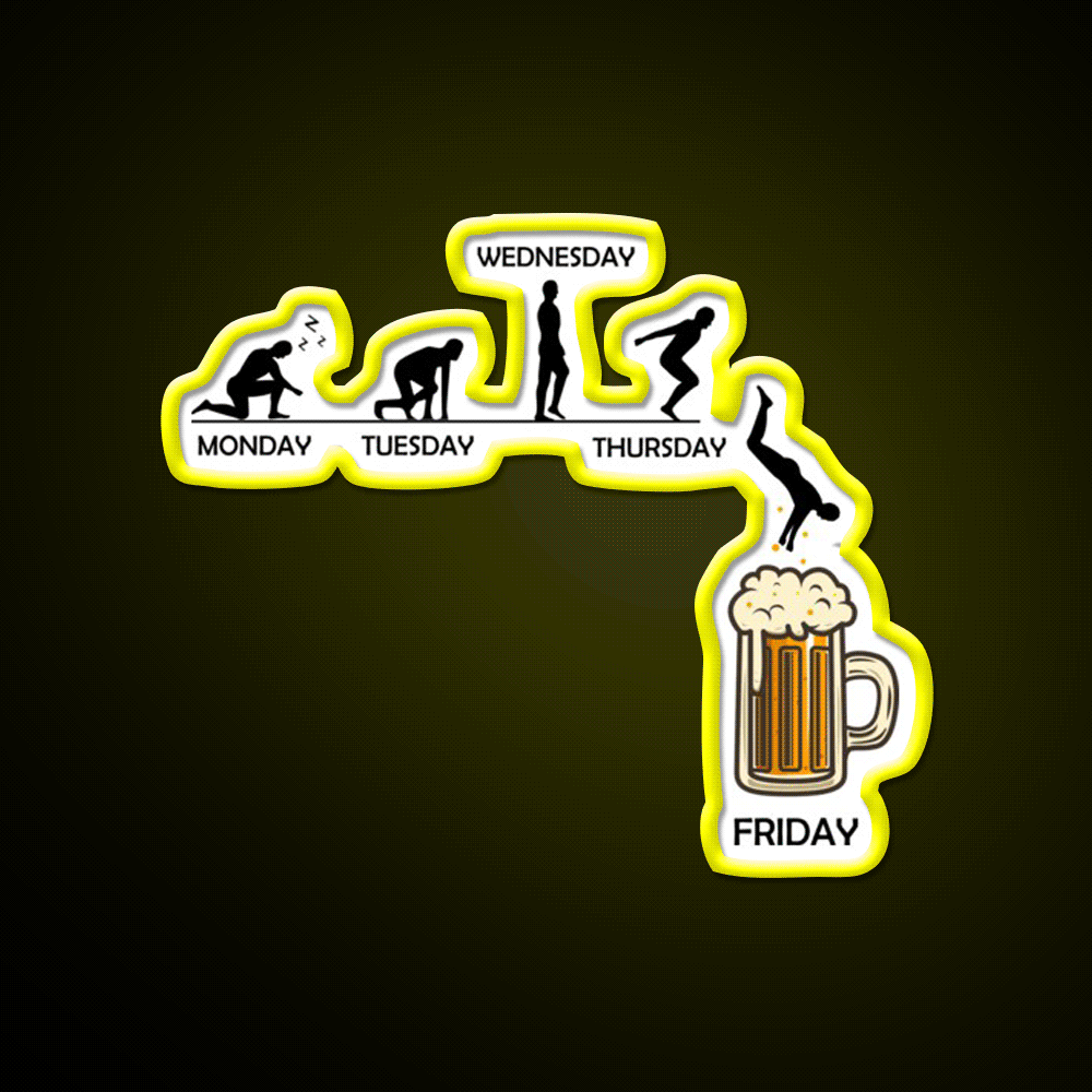 Jumping Into The Beer Friday Evolution Shirt Man Cave Bar Led Neon Sign Rgb Color