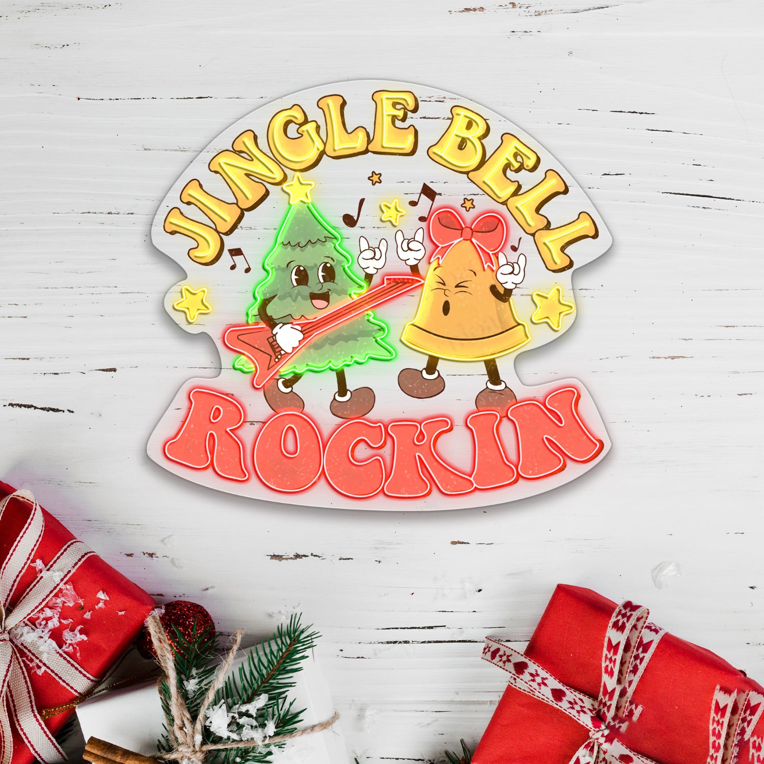 Jungle Bell Rockin Xmas Acrylic Led Sign | Shineneon