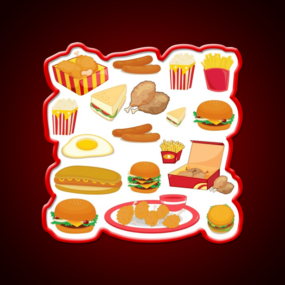 Junk Food Burger Fast Food Led Neon Sign For Burger Place Rgb Color - Shineneon