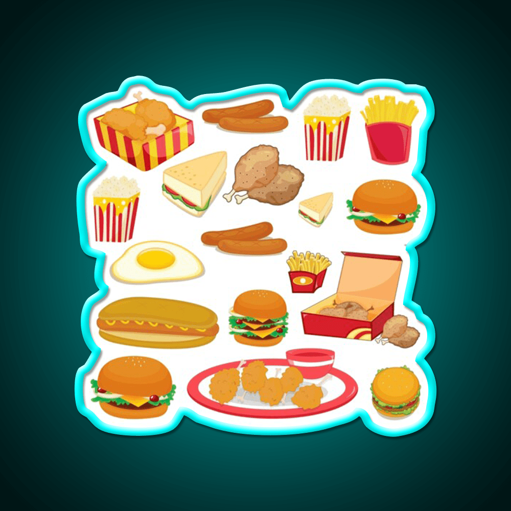 Junk Food Burger Fast Food Led Neon Sign For Burger Place Rgb Color - Shineneon