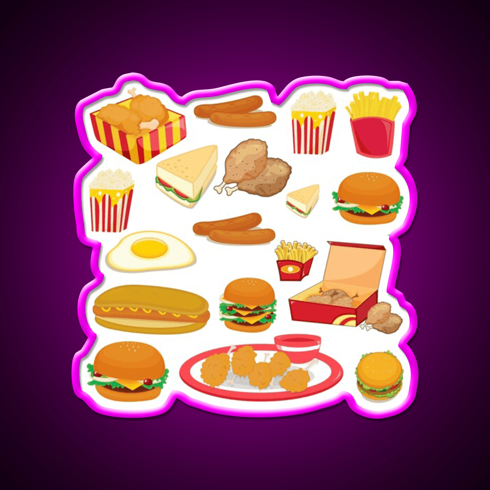 Junk Food Burger Fast Food Led Neon Sign For Burger Place Rgb Color - Shineneon