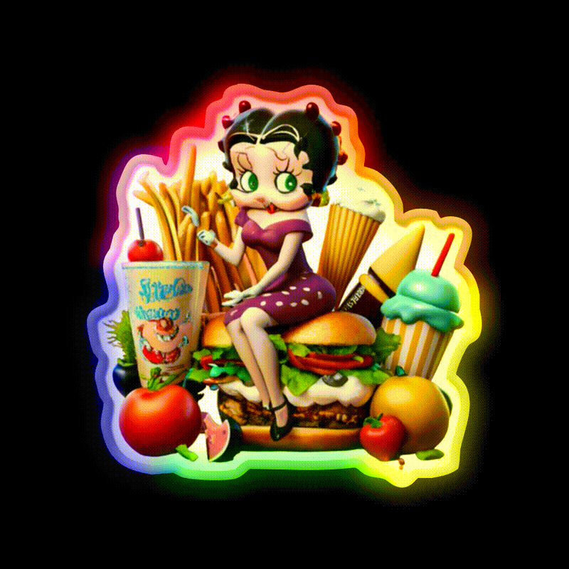 Junk Food Snack Food Led Neon Sign Rgb Color - LED neon sign close-up detail