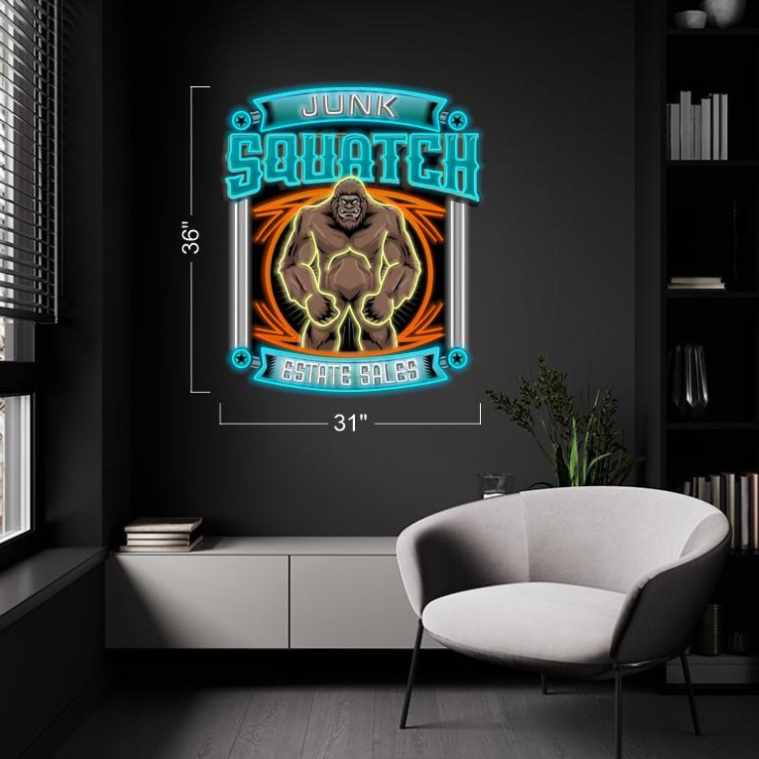 Junk Squatch Rileys Uniques Tri-Color Retro Gorilla Led Neon Sign | Shineneon