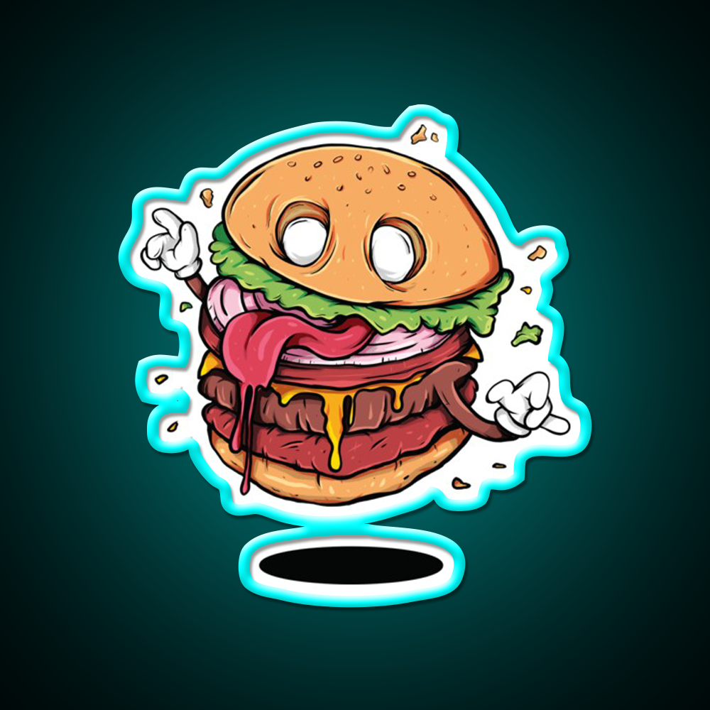Junkfood Zombie Burger Fast Food Led Neon Sign For Burger Place Rgb Color