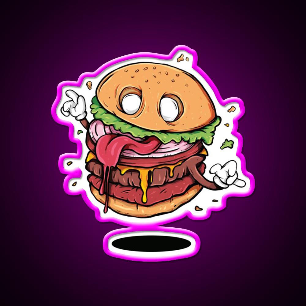 Junkfood Zombie Burger Fast Food Led Neon Sign For Burger Place Rgb Color - Shineneon