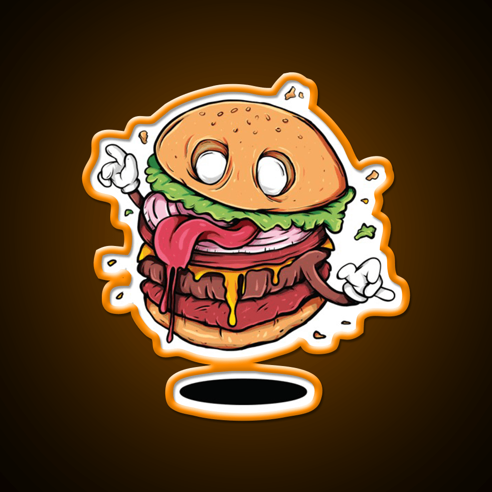 Junkfood Zombie Burger Fast Food Led Neon Sign For Burger Place Rgb Color - Shineneon