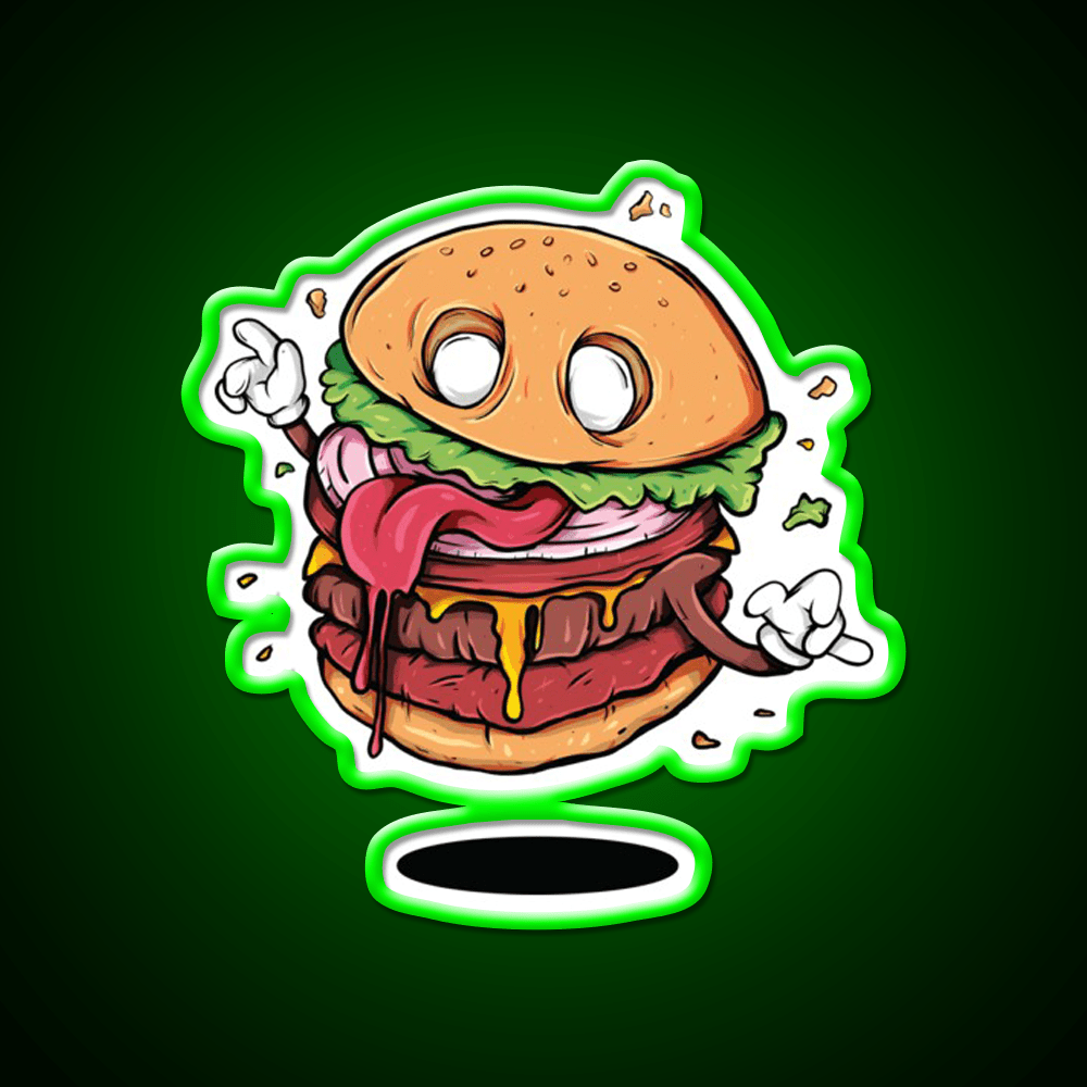 Junkfood Zombie Burger Fast Food Led Neon Sign For Burger Place Rgb Color - Shineneon