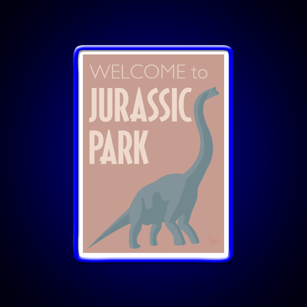 Jurassic Park Brachiosaurus Poster Welcome Led Neon Sign Open Signs Rgb Color - Shineneon