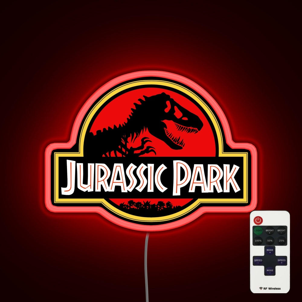 Jurassic Park Movie Neon Sign - LED neon sign close-up detail