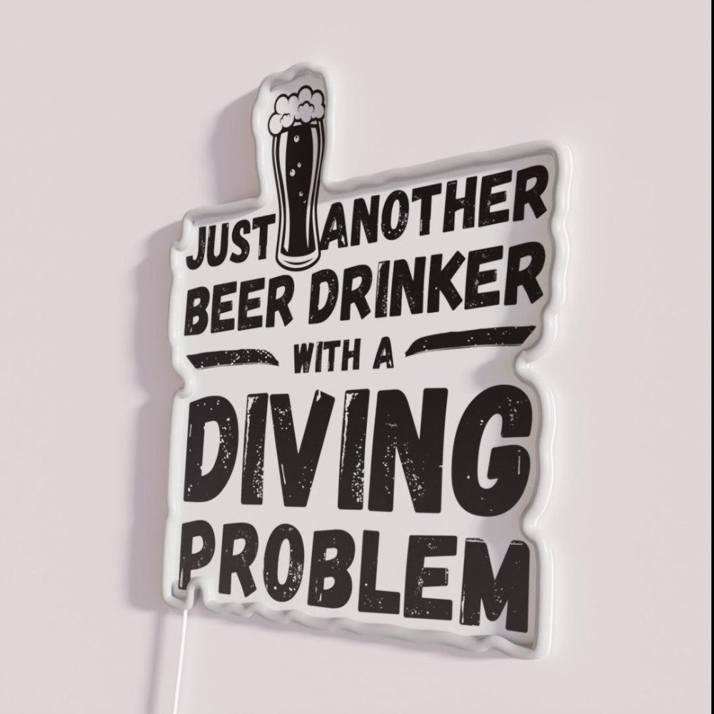 Just Another Beer Drinker With A Diving Drinker Diving Rgb Led Neon Sign - Neon sign mounted on wall in room