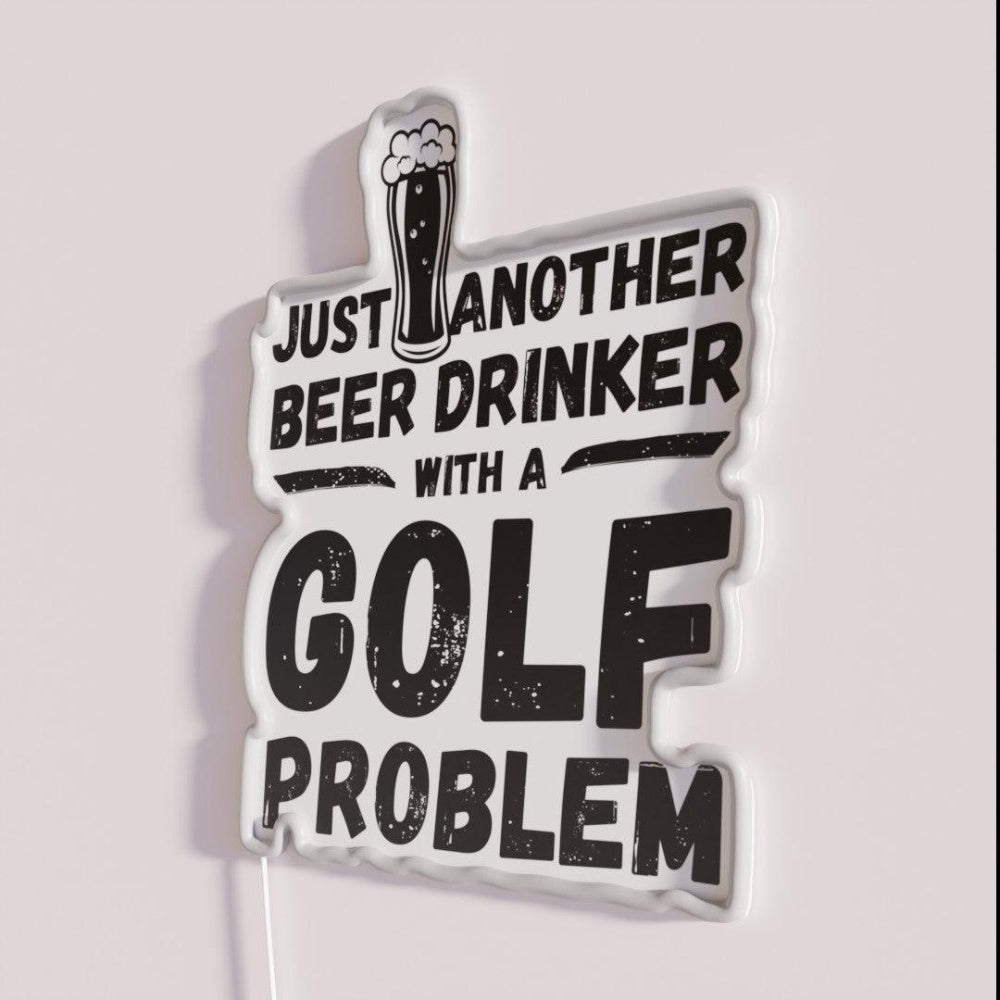 Just Another Beer Drinker With A Golf Drinker Golf Rgb Led Neon Sign - Neon sign mounted on wall in room