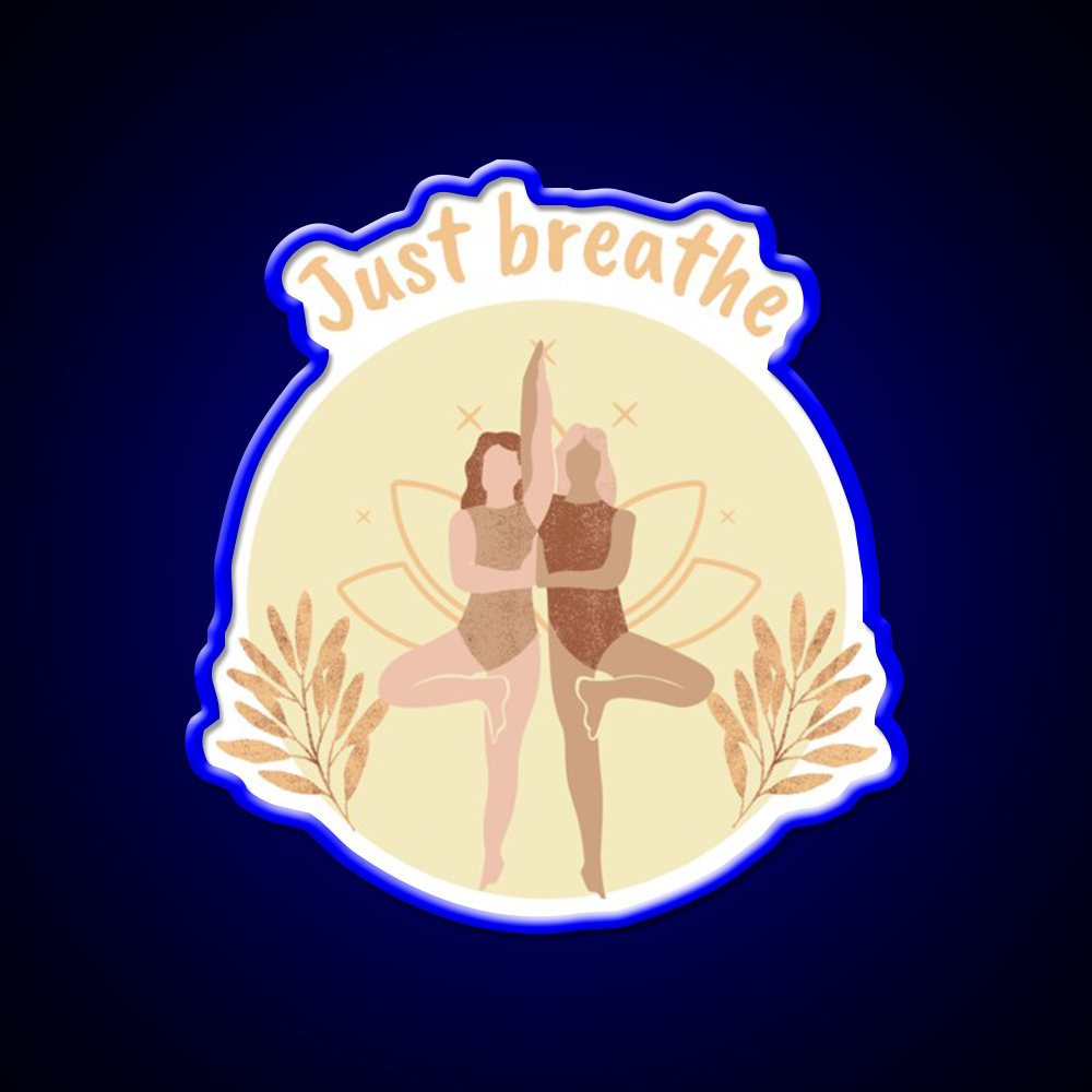 Just Breathe Yoga Led Neon Sign For Wellness Space Rgb Color