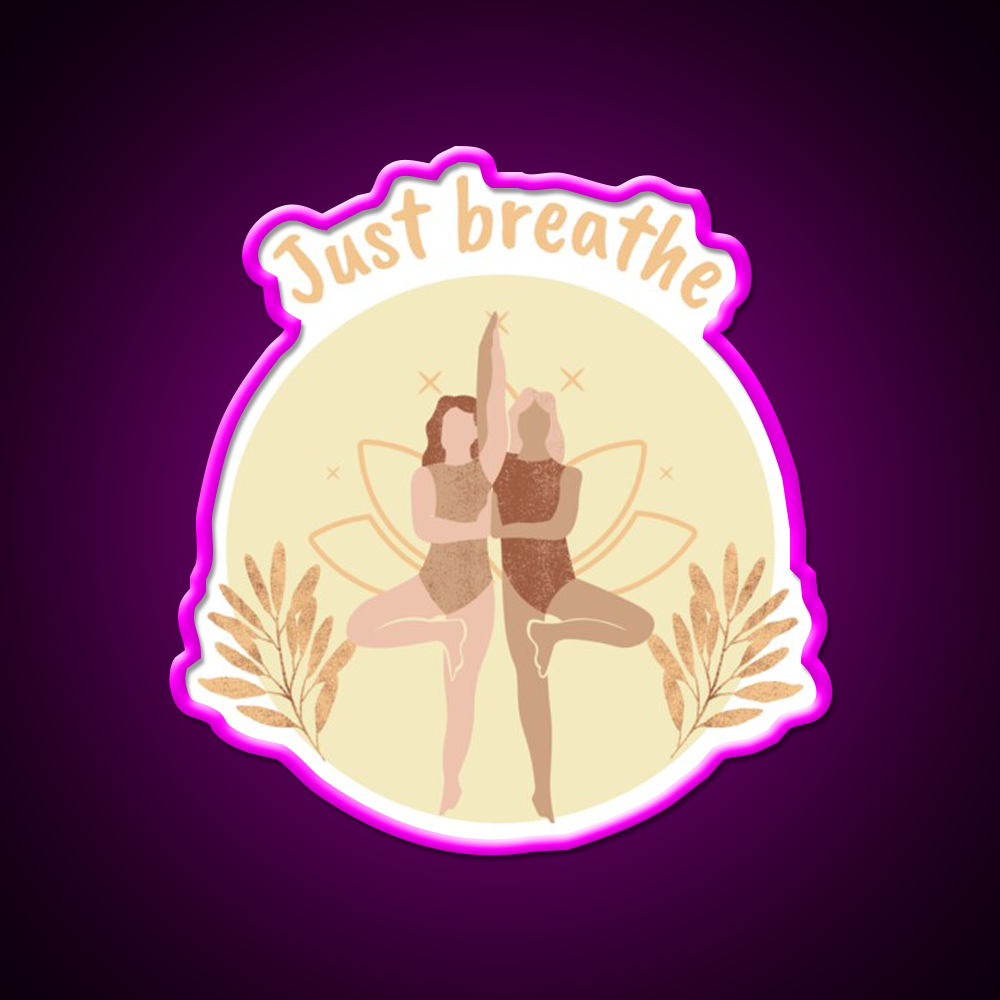 Just Breathe Yoga Led Neon Sign For Wellness Space Rgb Color