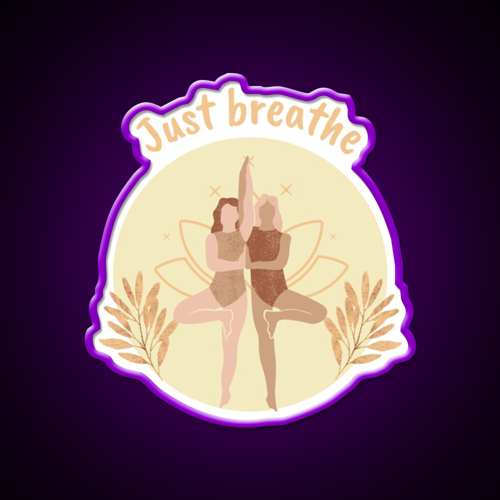 Just Breathe Yoga Led Neon Sign For Wellness Space Rgb Color