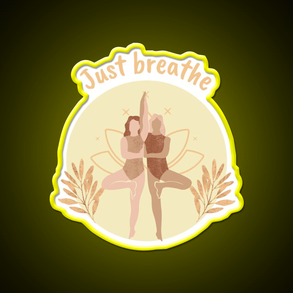 Just Breathe Yoga Led Neon Sign For Wellness Space Rgb Color