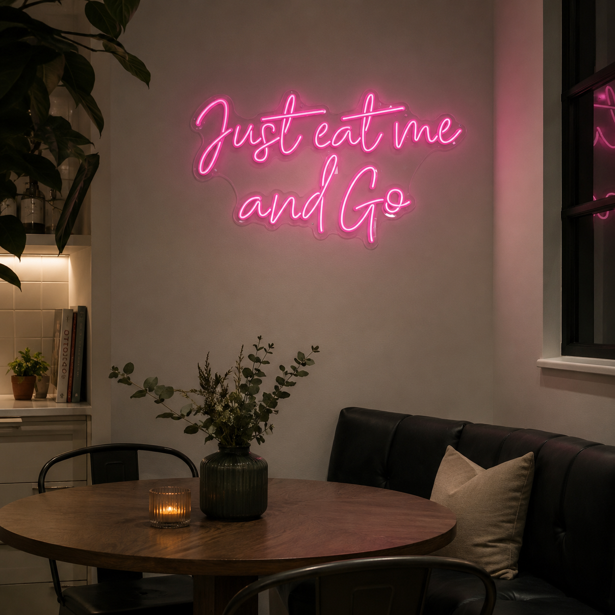 Just Eat Me And Go Wall Decor LED Neon Sign - 03 Real Lifestyle Scene