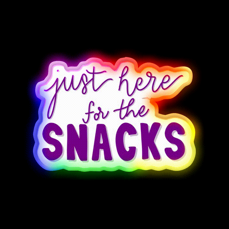 Just Here For The Snacks Purple Snack Food Led Neon Sign Rgb Color - LED neon sign close-up detail