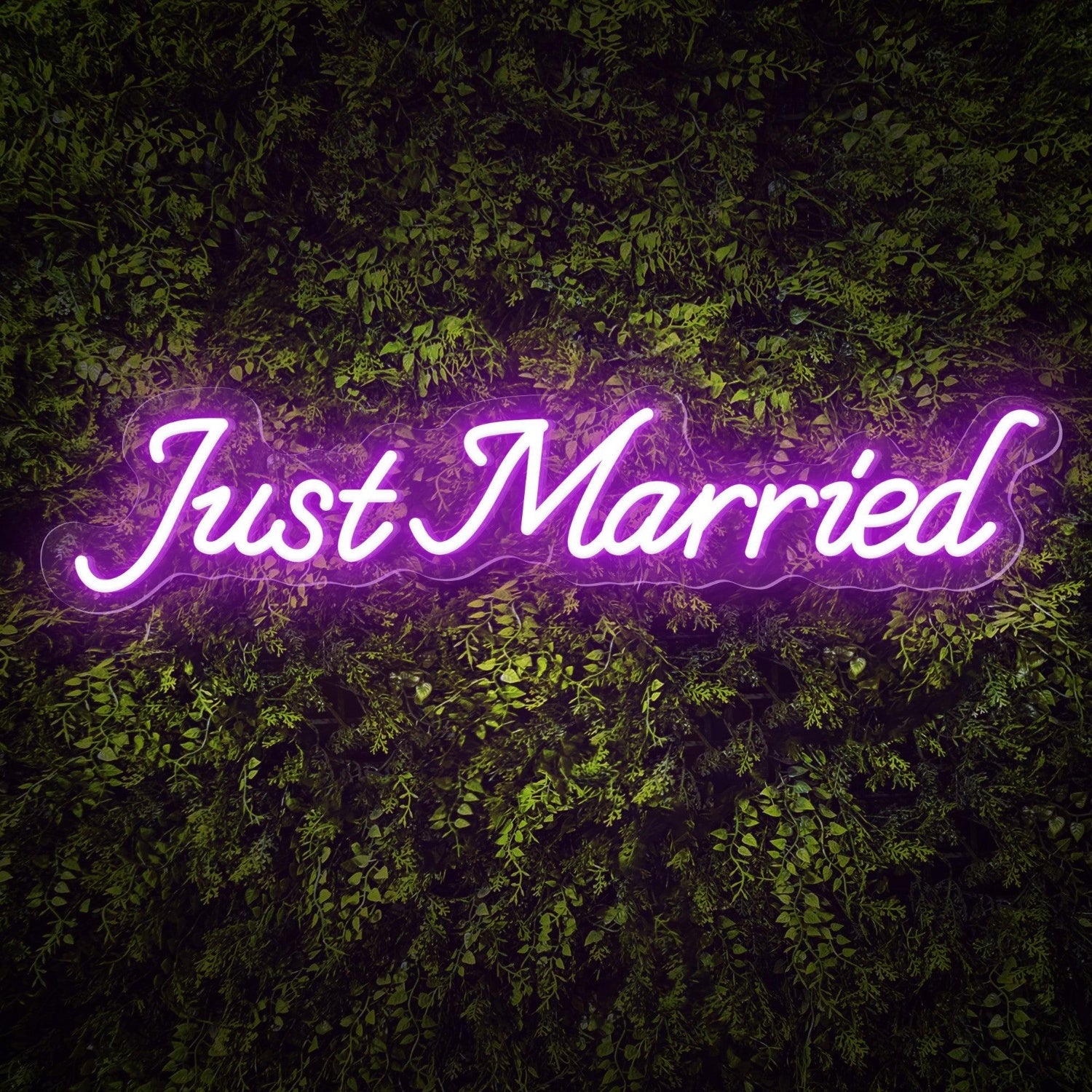 Just Married Led Neon Sign Warm White Wedding Greenery Wall Decor | Shineneon