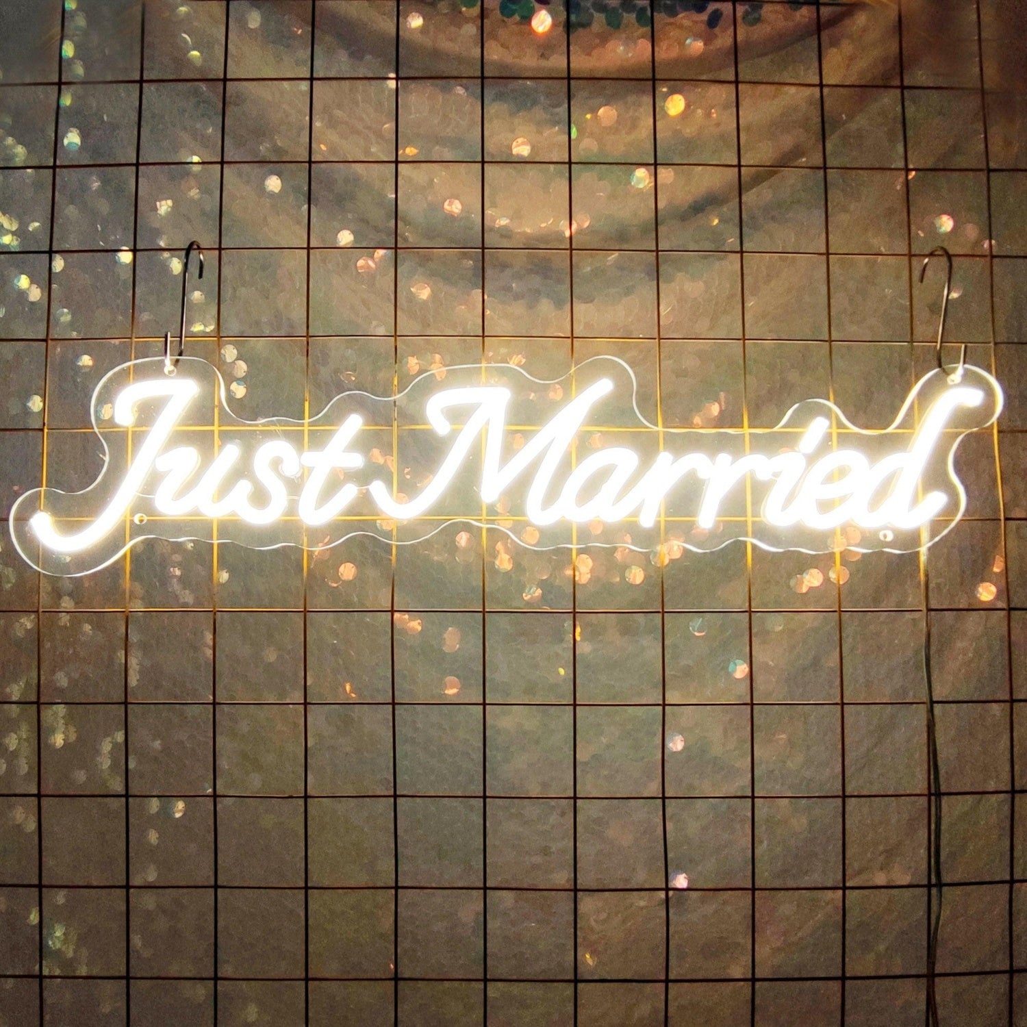 Just Married Led Neon Sign Warm White Wedding Greenery Wall Decor | Shineneon