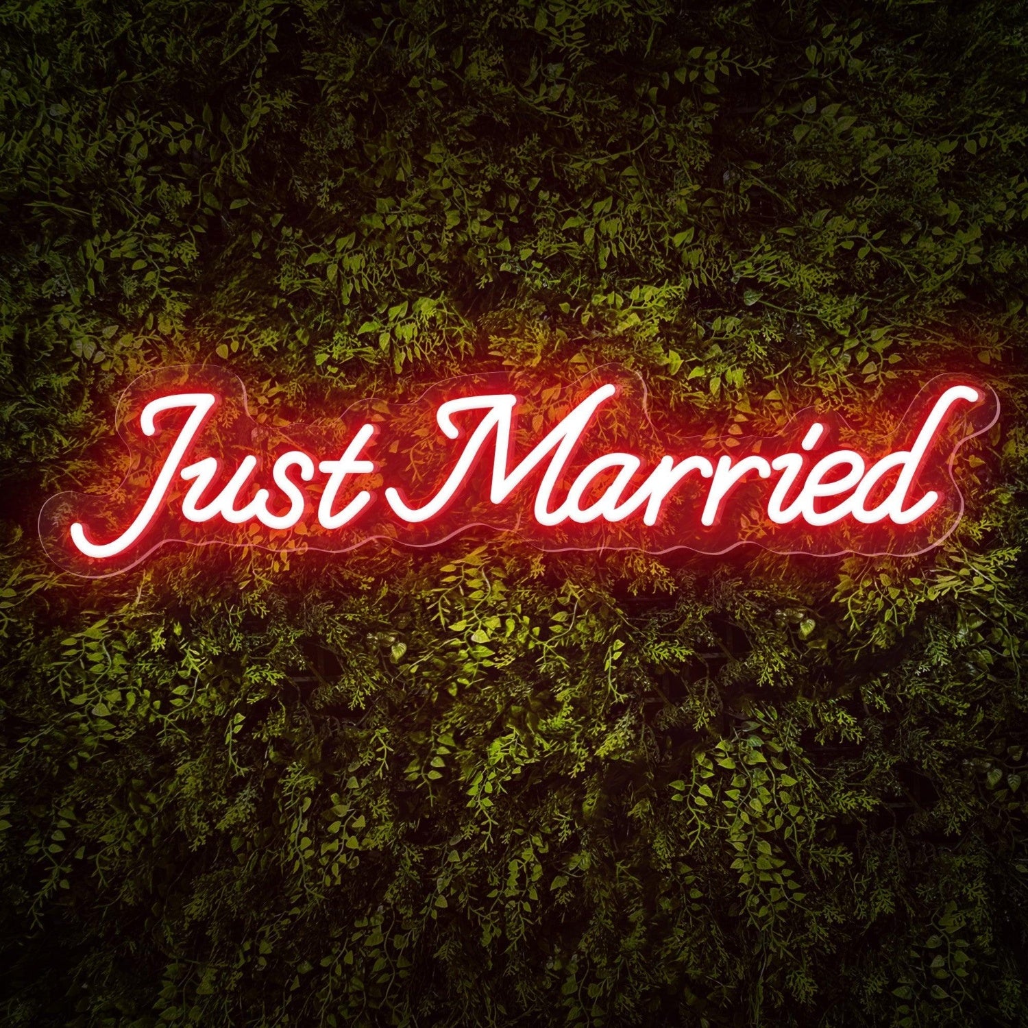 Just Married Led Neon Sign Warm White Wedding Greenery Wall Decor | Shineneon