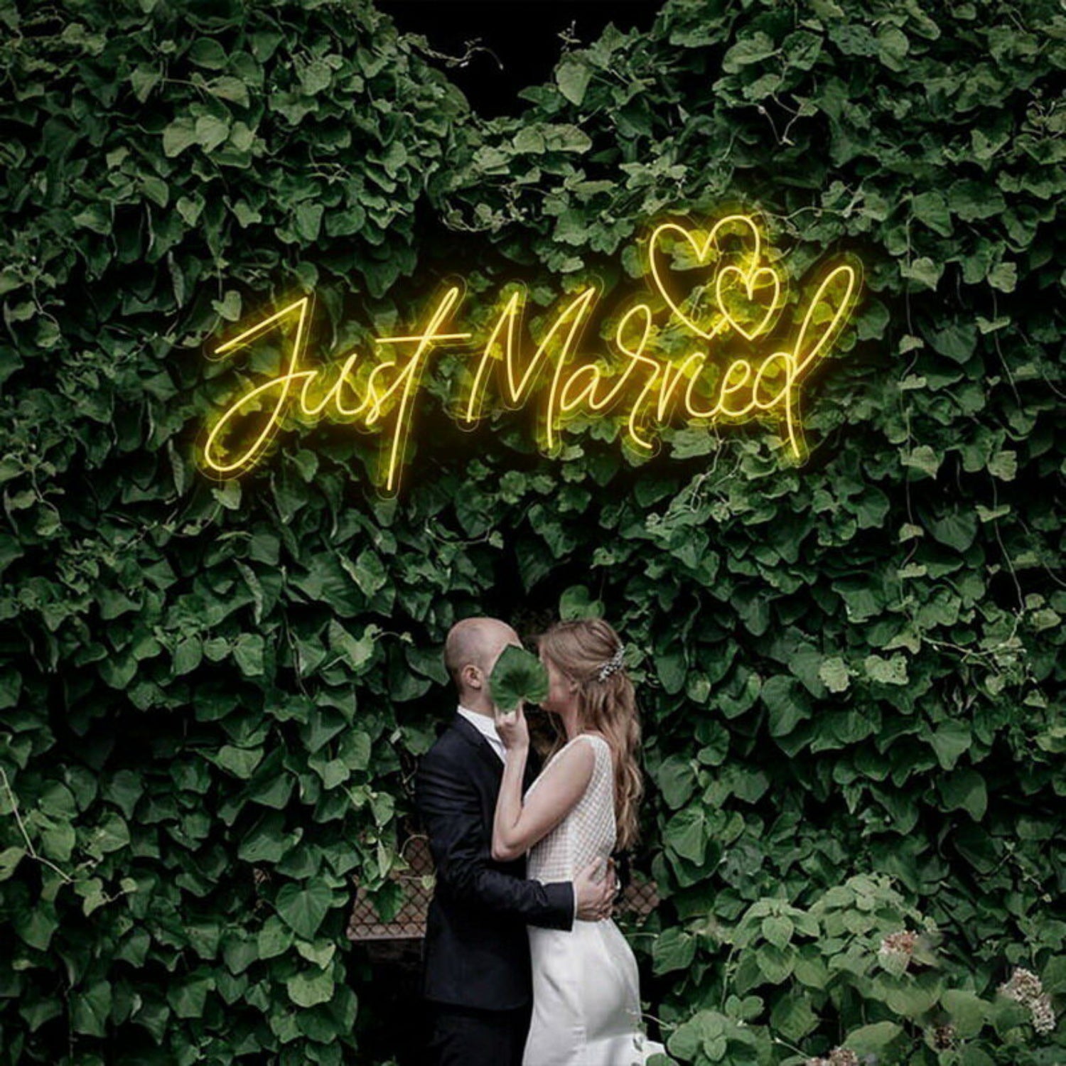 Just Married Two Love Hearts Neon Sign | Shineneon