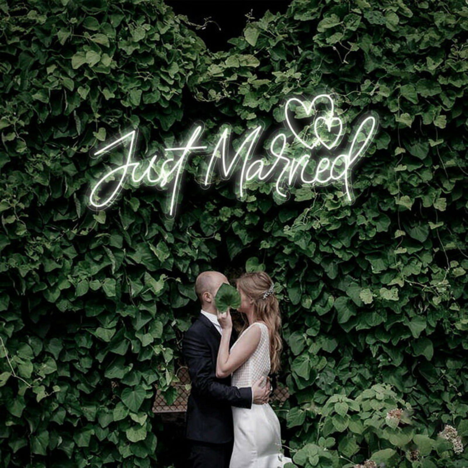 Just Married Two Love Hearts Neon Sign | Shineneon