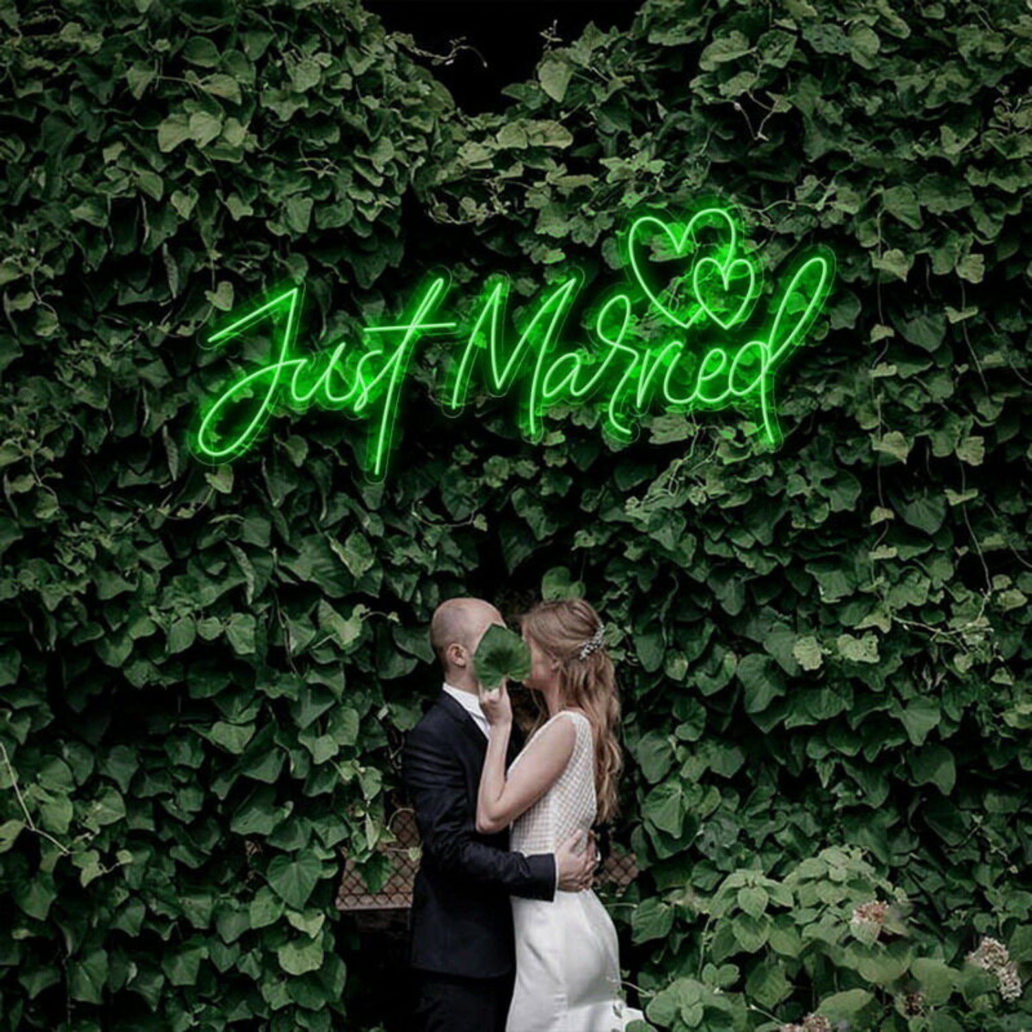 Just Married Two Love Hearts Neon Sign | Shineneon
